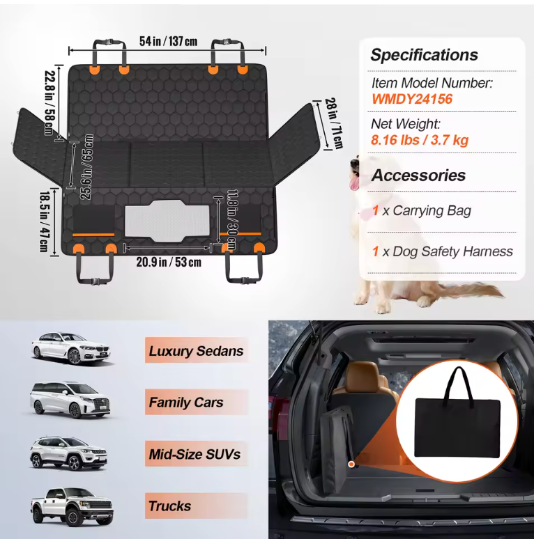 WagSeat Pro™ - Sturdy Car Seat Cover (Supports 350lbs Dogs)